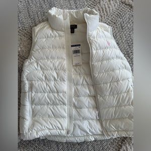 Girls Polo Cream Puffer Vest, size lg, 12-14